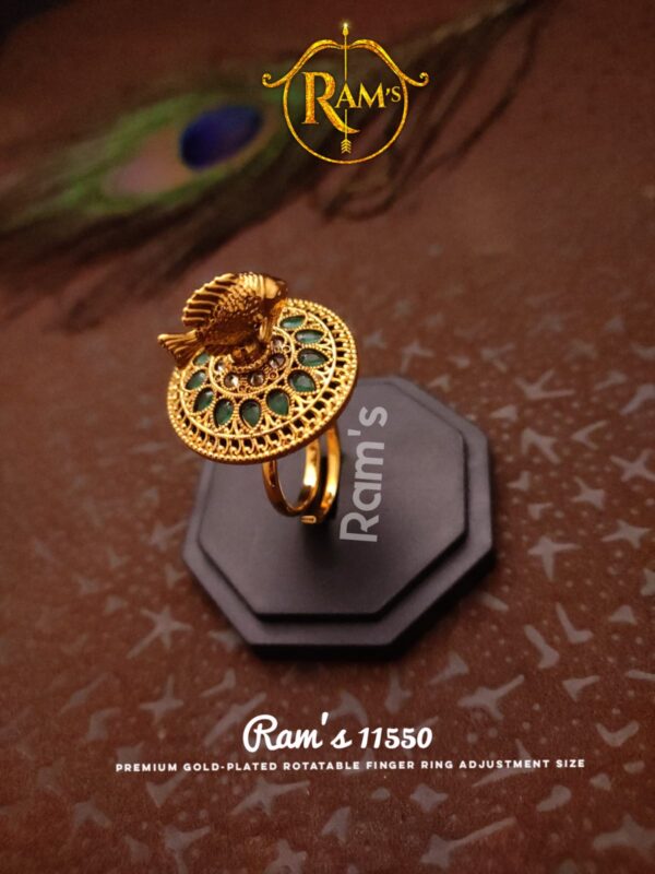 Antique Gold Polished Rotatable Fish Finger Ring for women