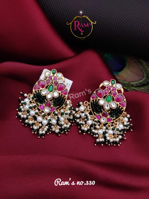 Jadua kundan Peacock Earrings/Studs