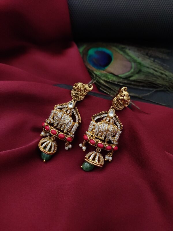 Lakshmi Gold Polished Elephant Earrings